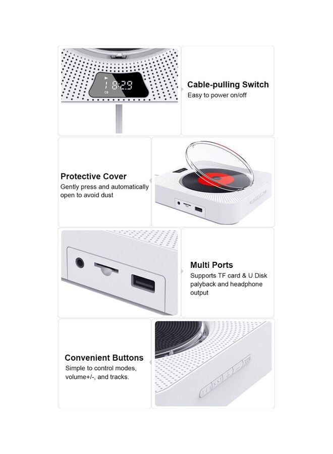 Wall Mountable CD Player Bluetooth Speaker YR-Q200 White - Image 4