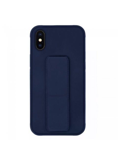 Protective Case Cover With Finger Grip Stand For iPhone XS Max Blue