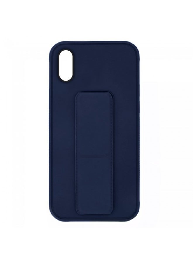Protective Case Cover With Finger Grip Stand For iPhone XS Max Blue