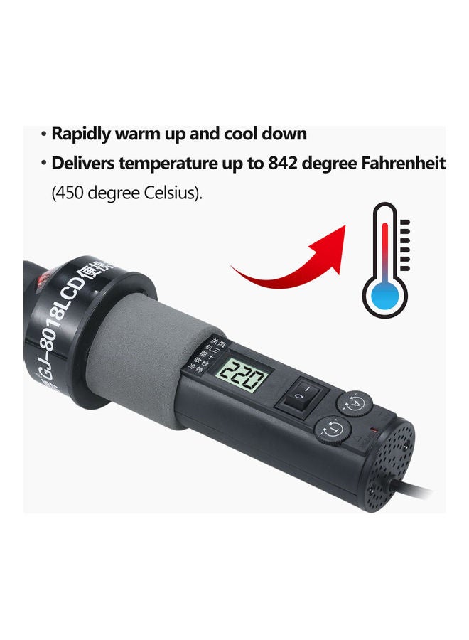 Portable Temperature-Controlled Soldering Heat Gun With Accessories Black/Silver/Grey  - Image 2