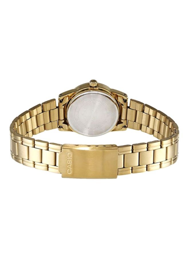 كاسيو ساعة يد بعقارب وسوار من الإستانلس ستيل طراز LTP-V001G-9B - قياس 31 مم - لون ذهبي للنساء - Image 2
