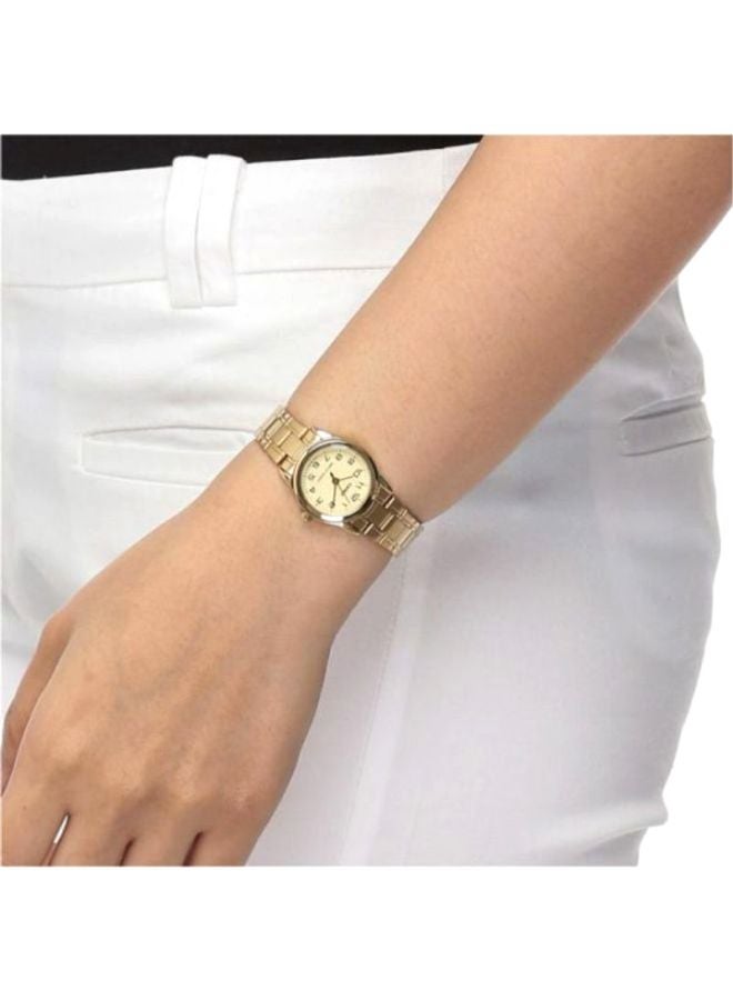 كاسيو ساعة يد بعقارب وسوار من الإستانلس ستيل طراز LTP-V001G-9B - قياس 31 مم - لون ذهبي للنساء - Image 5