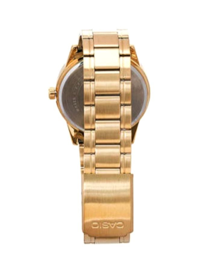 كاسيو ساعة يد بعقارب وسوار من الإستانلس ستيل طراز LTP-V001G-9B - قياس 31 مم - لون ذهبي للنساء - Image 4