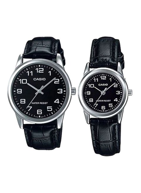 Water Resistant Analog Couple Watch Set MTP/LTP-V001L-1BUDF