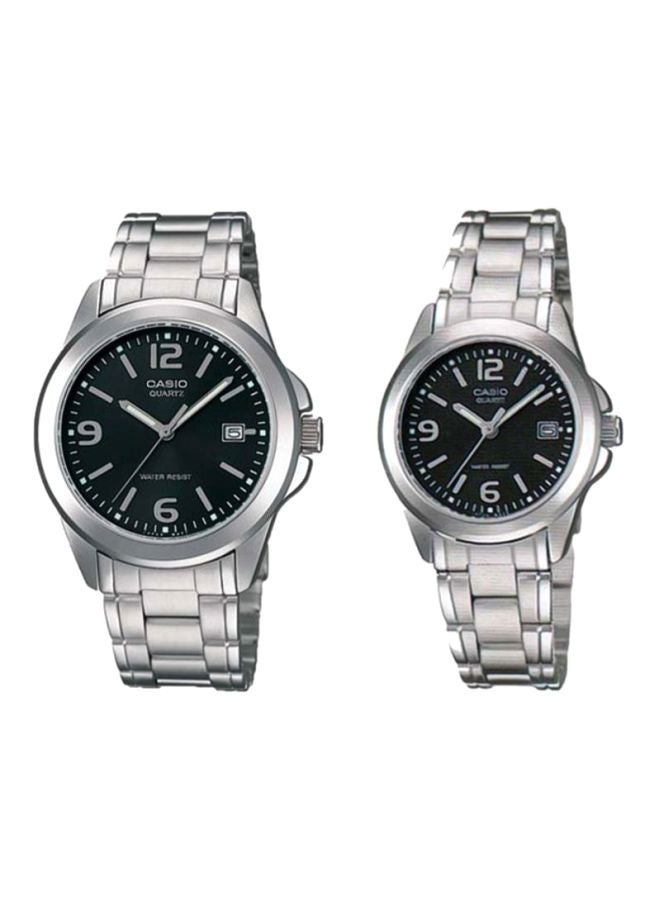 CASIO unisex Stainless Steel Analog Watch Set MTP/LTP-1215A-1A  - Image 1