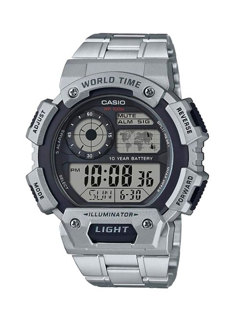 Men's Water Resistant Digital Watch AE-1400WHD-1AVDF - 48 mm - Silver