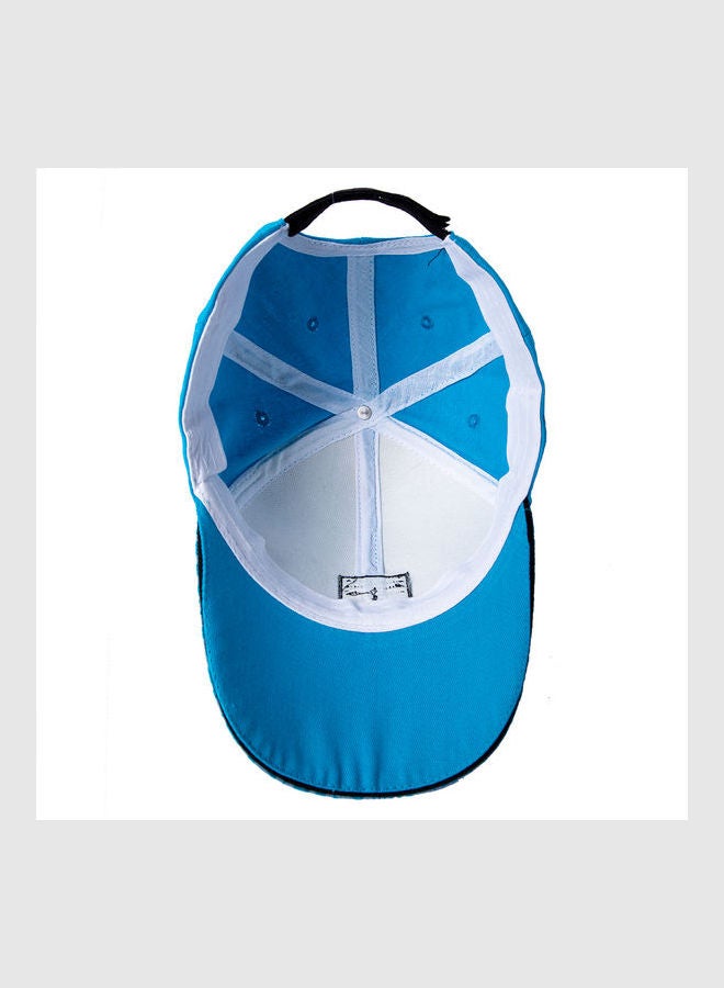 بيج ديزاين قبعة أنيقة مزينة بشعار. أزرق. - Image 5