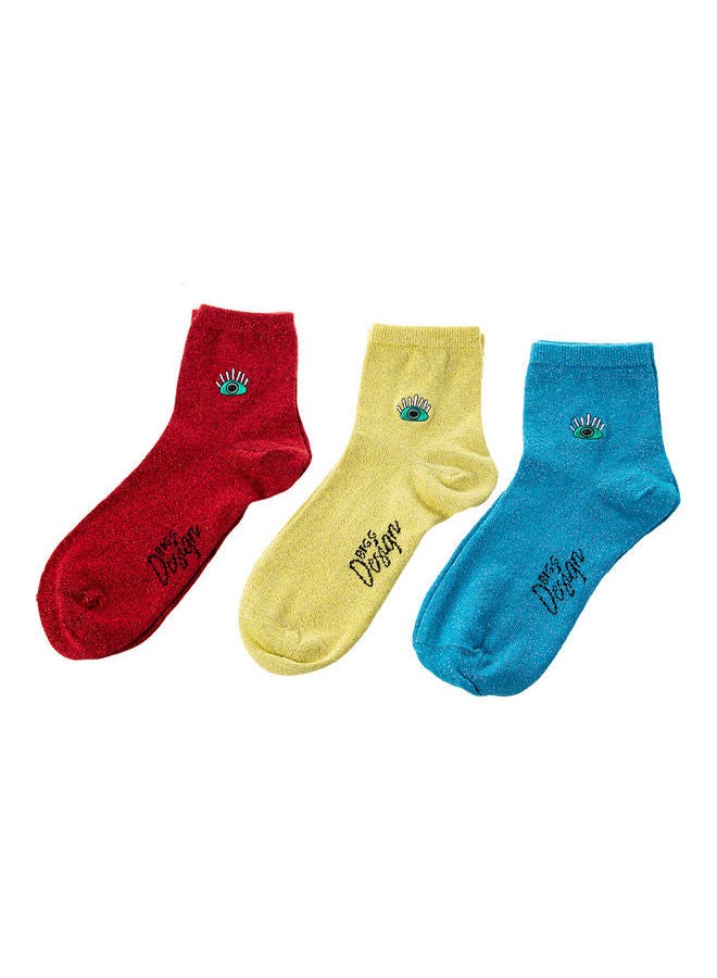Biggdesign 3 Pair Of Printed Socks Blue/Yellow/Red  - Image 1