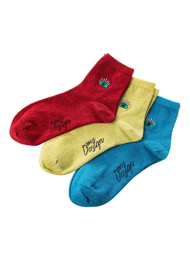 Biggdesign 3 Pair Of Printed Socks Blue/Yellow/Red  - Image 2