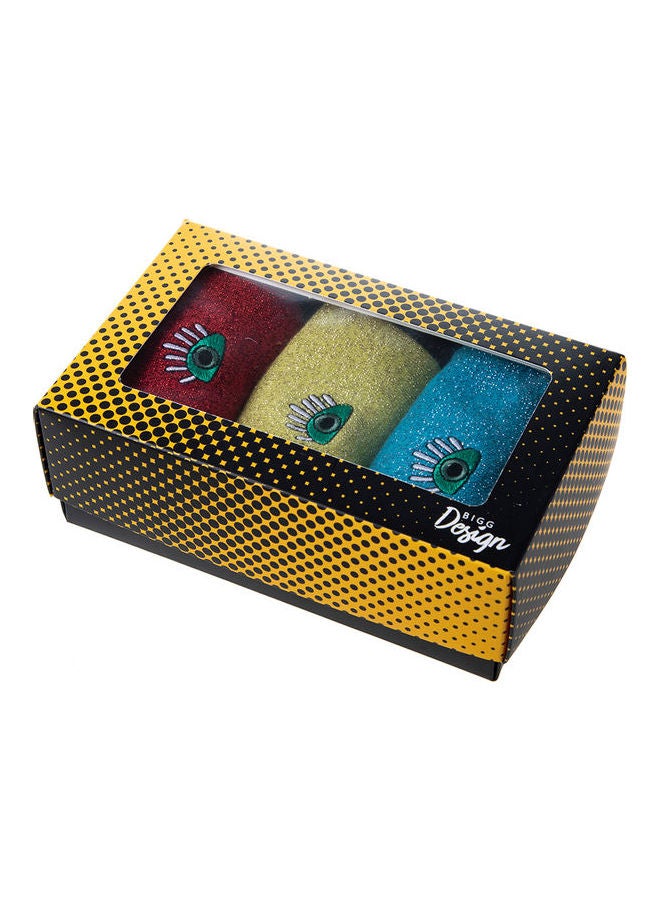Biggdesign 3 Pair Of Printed Socks Blue/Yellow/Red  - Image 4