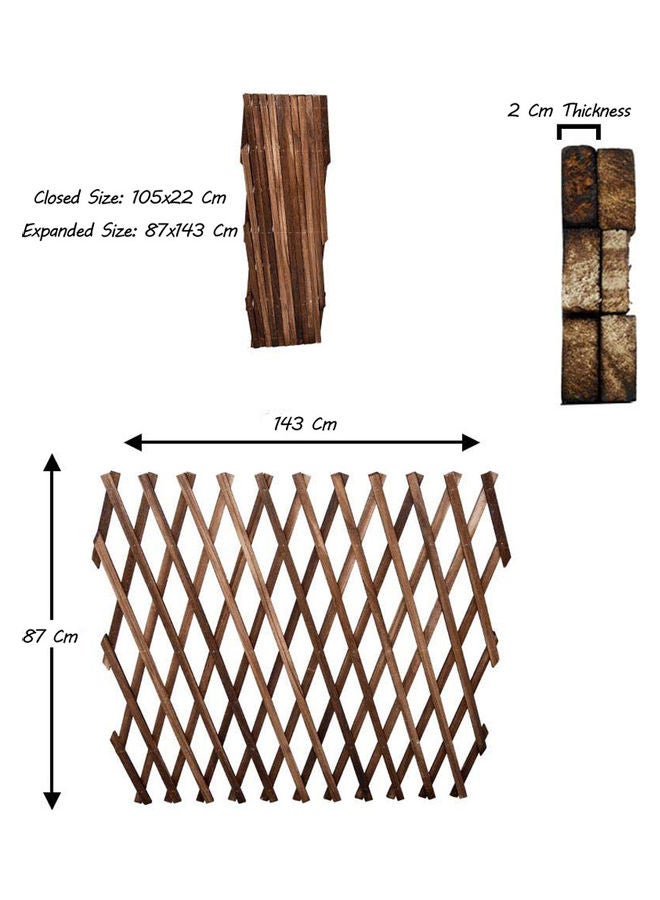 Wooden Expandable Fence Brown - Image 2