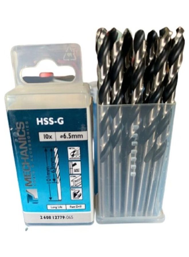 10-Piece HSS-G Straight Shank Drill Bit Set Silver/Black - v1624534820/N48561853A_1