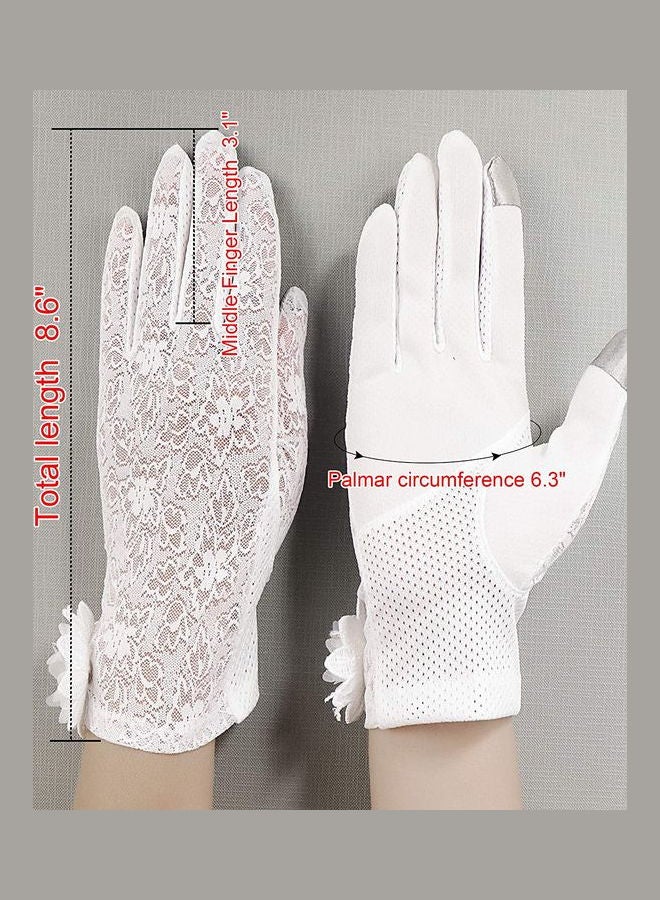 XiuWoo Pair Of Casual Embroidered Gloves White  - Image 5