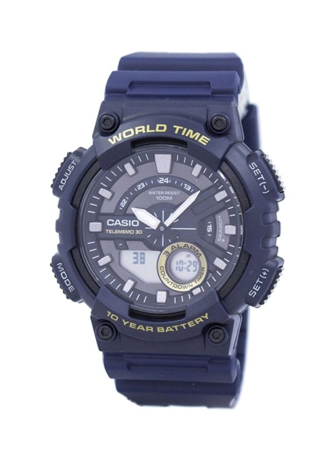 كاسيو ساعة يد بعقارب + رقمية مقاومة للماء من فئة الشباب طراز AEQ-110W-2AV للرجال - Image 1