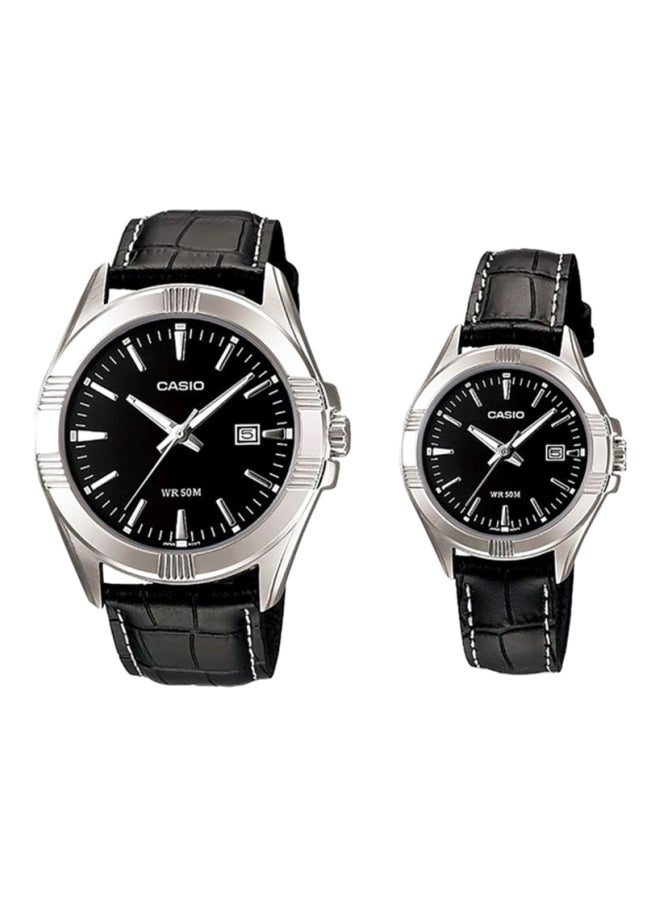 CASIO Water Resistant Leather Analog Watch Set MTP/LTP-1308L-1A - Image 1