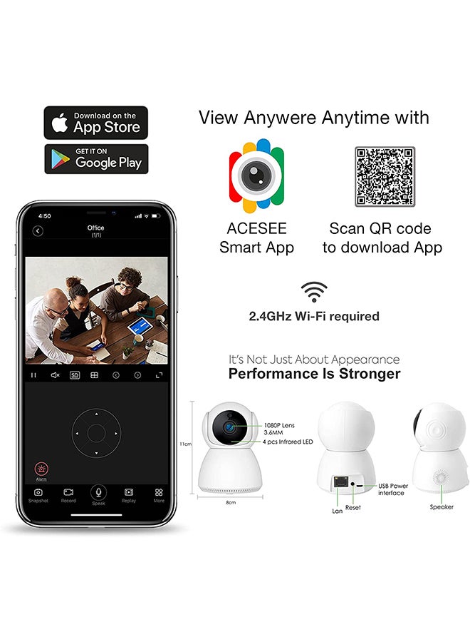 Longse - Smart Home Security Camera WiFi 2MP 1080P 360 Degrees Intelligent Motion Tracking With Night Vision - Image 1