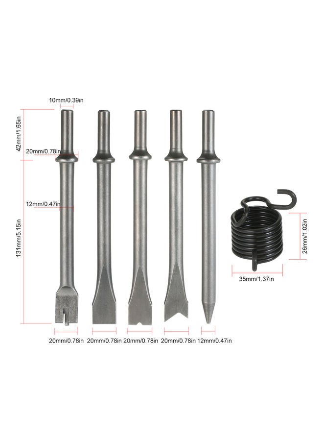 KKmoon 7-Piece Pneumatic Chisel Set Dark Grey - Image 2
