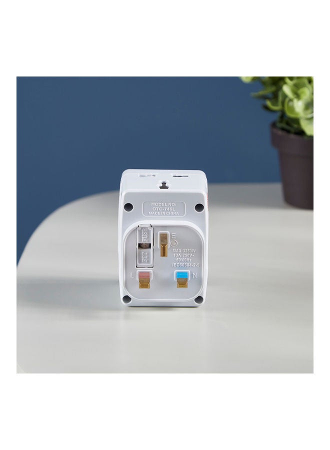 اوشتراكو مشترك كهربائي متعدّد الاستخدامات بثلاث منافذ المقابس من أوشتراكو أبيض - Image 3
