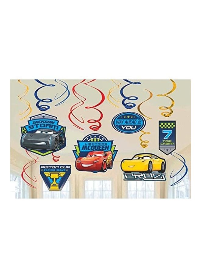 Amscan Cars 3 Swirl Decoration Value Pack, 12Pcs - Image 1