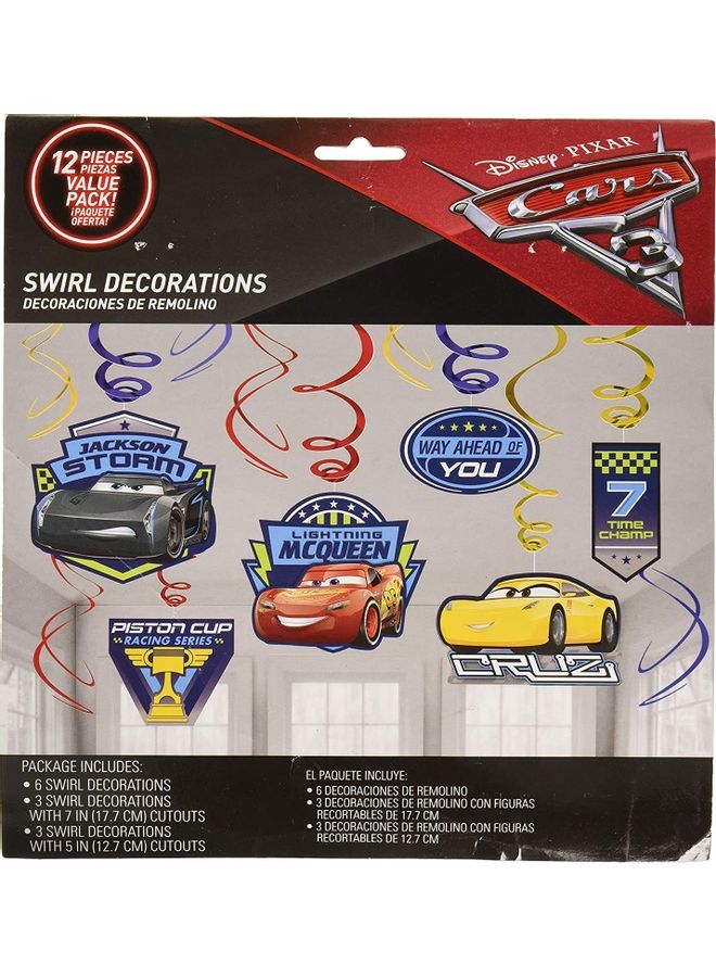Amscan Cars 3 Swirl Decoration Value Pack, 12Pcs - Image 2