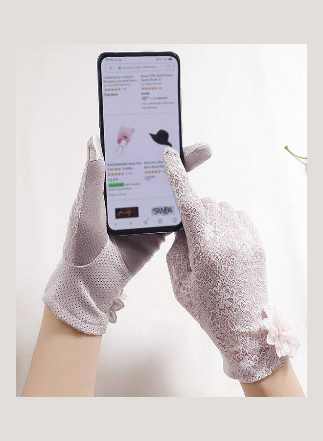 XiuWoo Pair Of Casual Embroidered Gloves White  - Image 3