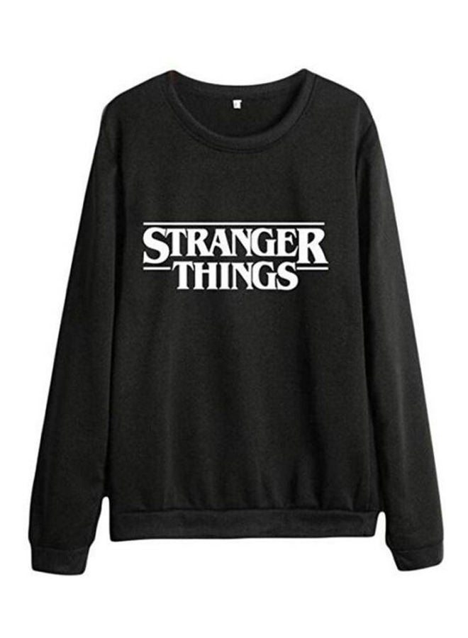 Stranger Things Printed Unisex Fleece Long-Sleeve Sweatshirts Black