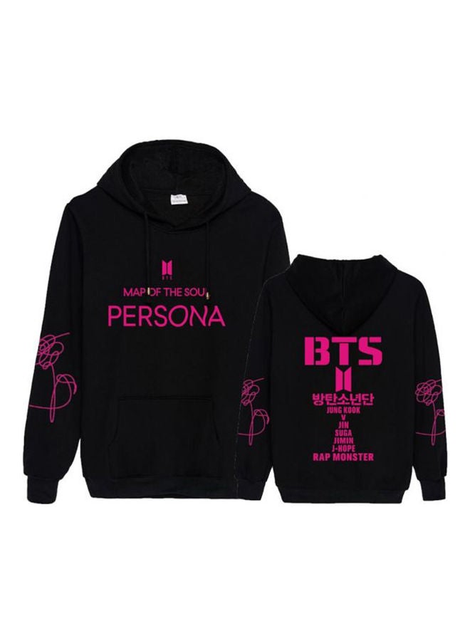 Casual plain basic sweatshirt Black/pink