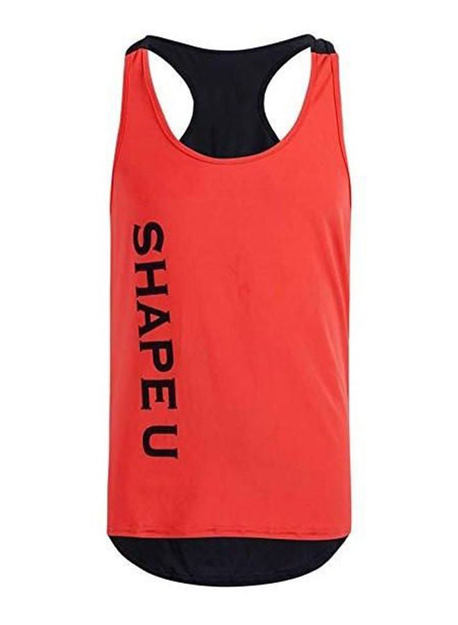 Men Muscle Fitness Tank Top Bodybuilding Workout Gym Sport Sleeveless Stringer Shirts Vest Red-Black 