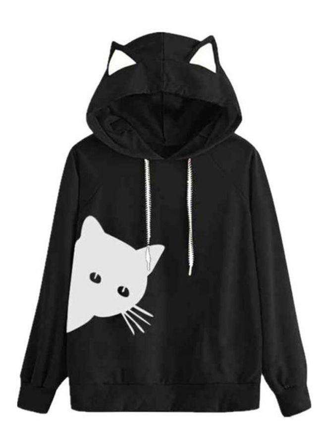 Round Neck Hoodies Black