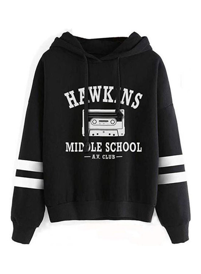 Stranger Things Tv Show Print Hoodie Sweatshirt Pullover Sweater Women Girls Men Boy Fashion Shirt Topsarge Black-White 