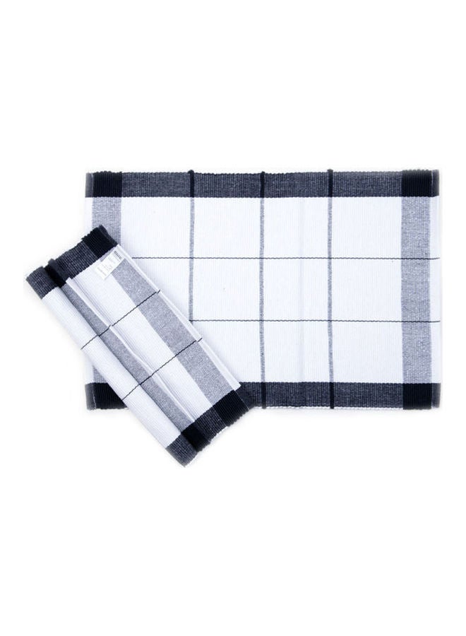 Dream Decor 2-Piece Block Pattern Kitchen Mat Black/White 33x48cm - Image 1
