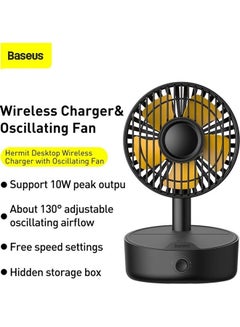 Baseus 2-In-1 Desktop Fan With Wireless Charger WXYZ-B01 Black  - Image 3