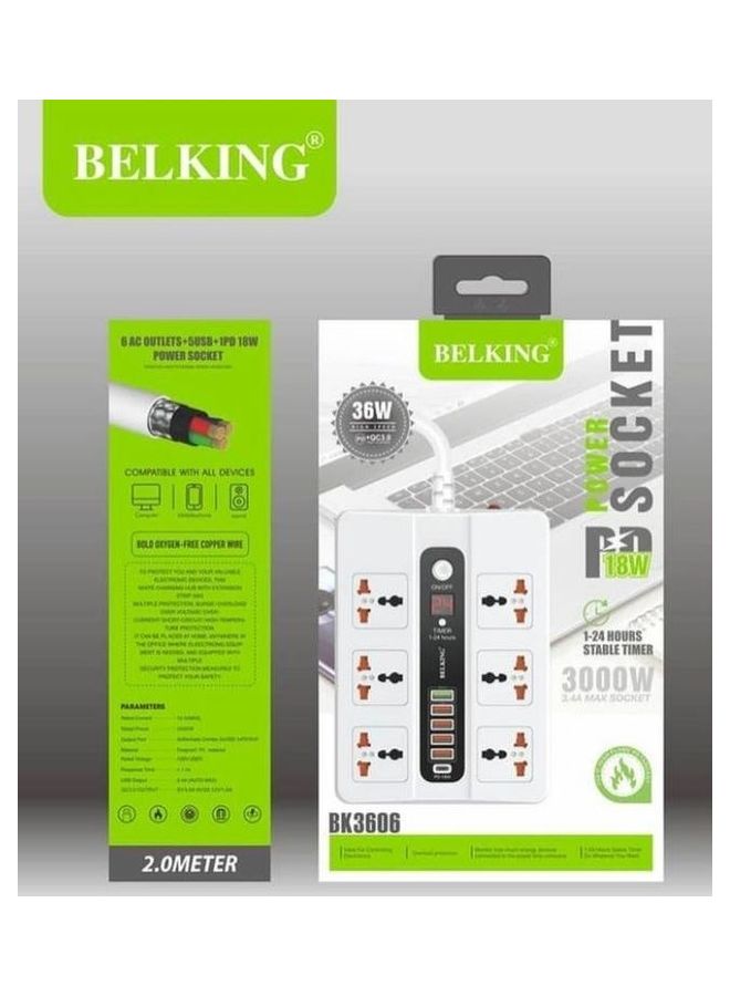 بيلكينج لوحة تمديد لمقابس الطاقة أبيض - Image 3