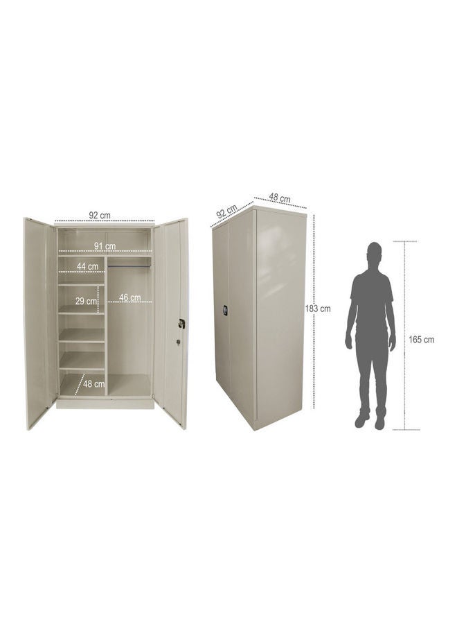RIGID - Steel Cupboard with Clothes-Hanging Space Beige - Image 1