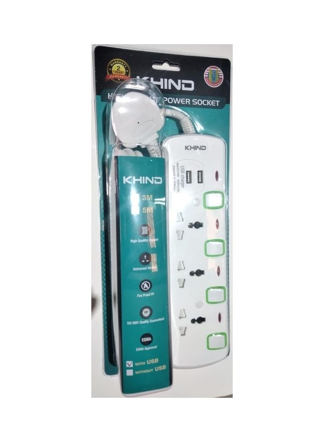 KHIND - Trailing Socket White/Green - Image 1
