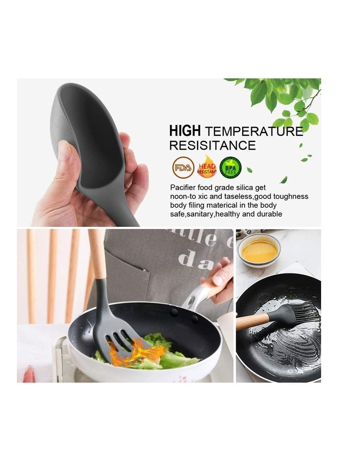 XiuWoo 11-Piece Silicone Kitchen Utensils Set Multicolour one size - Image 4