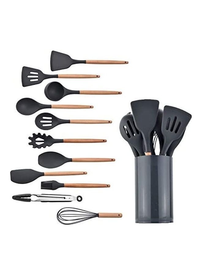 شو وو طقم أدوات طعام للمطبخ مكون من 11 قطعة أسود/بني One Size - Image 1