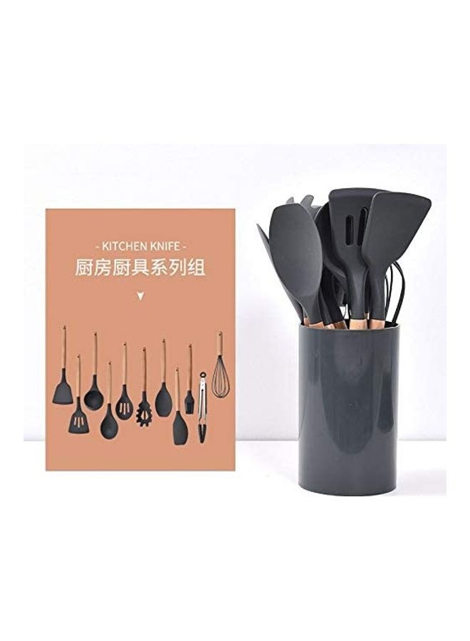شو وو طقم أدوات طعام للمطبخ مكون من 11 قطعة أسود/بني One Size - Image 3