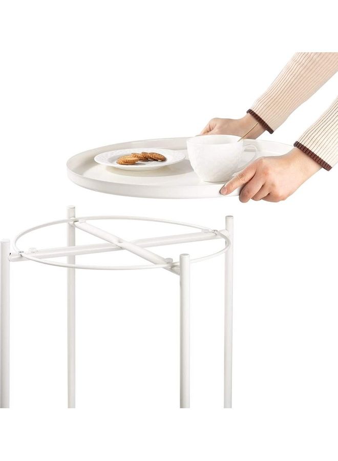 XiuWoo Round Tray Table Milky White 52 x 44 x 42cm - Image 2