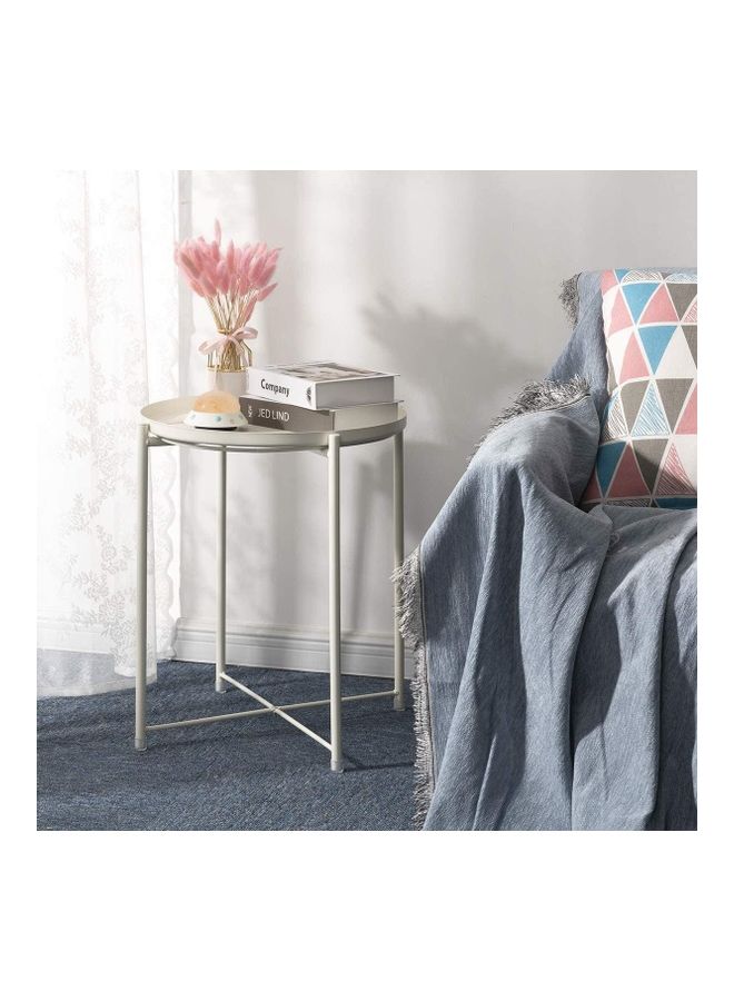 XiuWoo Round Tray Table Milky White 52 x 44 x 42cm - Image 4