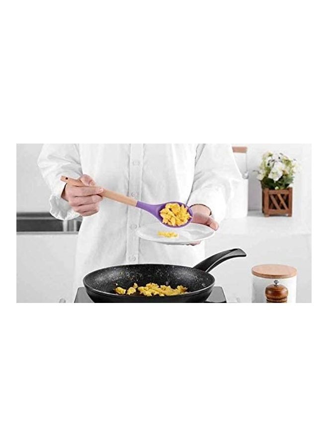 XiuWoo 12-Piece Silicone Wooden Handle Kitchen Utensil Set With Holder Purple/Brown One Size - Image 4