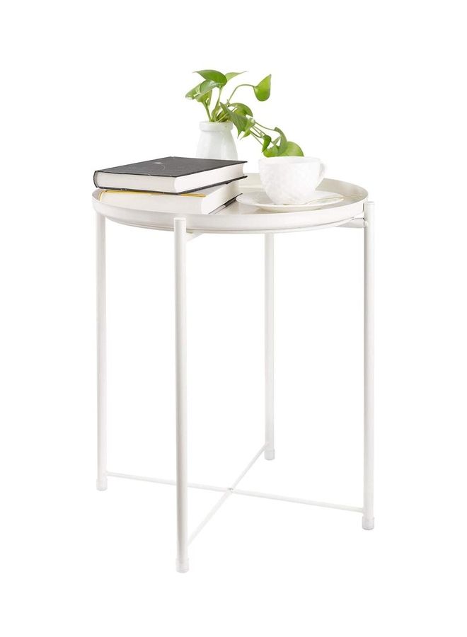 XiuWoo Round Tray Table Milk White 52 x 44 x 42cm - Image 1