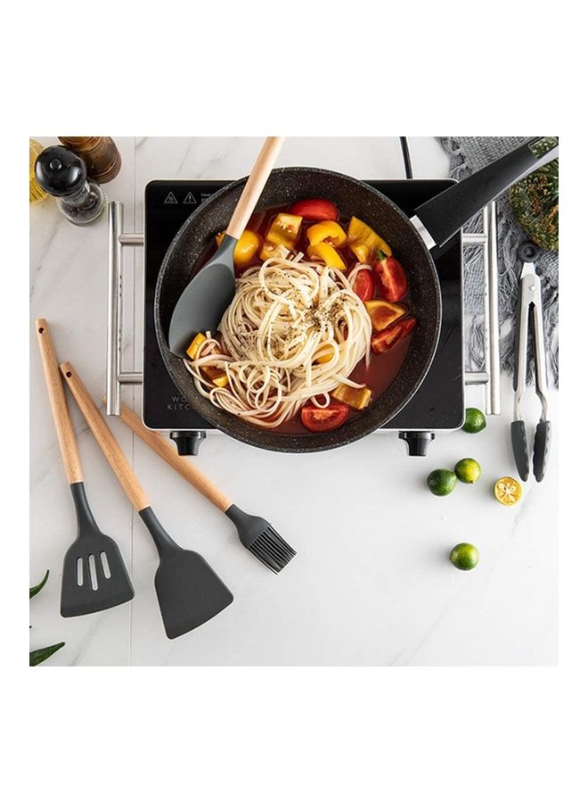 XiuWoo 11-Piece Silicone Cooking Utensil Set Black/Beige one sizecm - Image 3