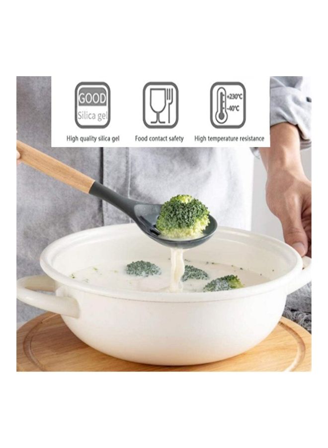 XiuWoo 11-Piece Silicone Cooking Utensil Set Black/Beige one sizecm - Image 5