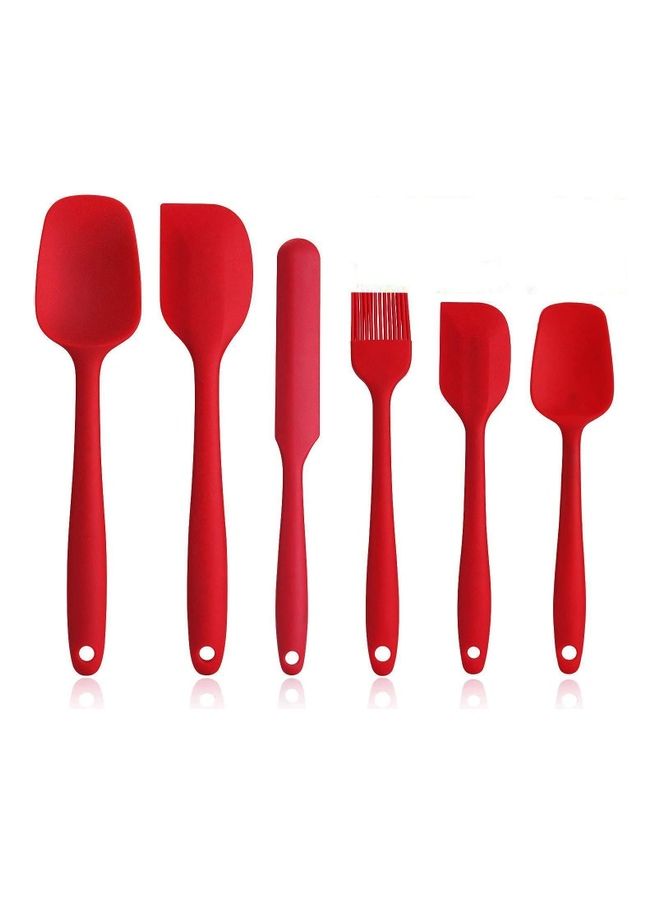 XiuWoo 6-Piece Non-Stick Silicone Spatula Set Red one sizecm - Image 1