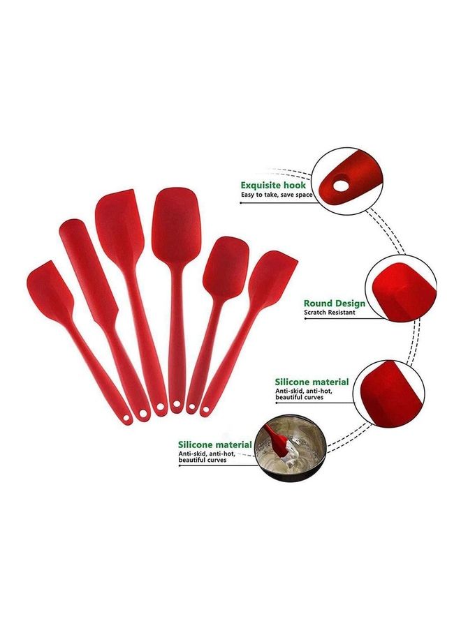 XiuWoo 6-Piece Non-Stick Silicone Spatula Set Red one sizecm - Image 2