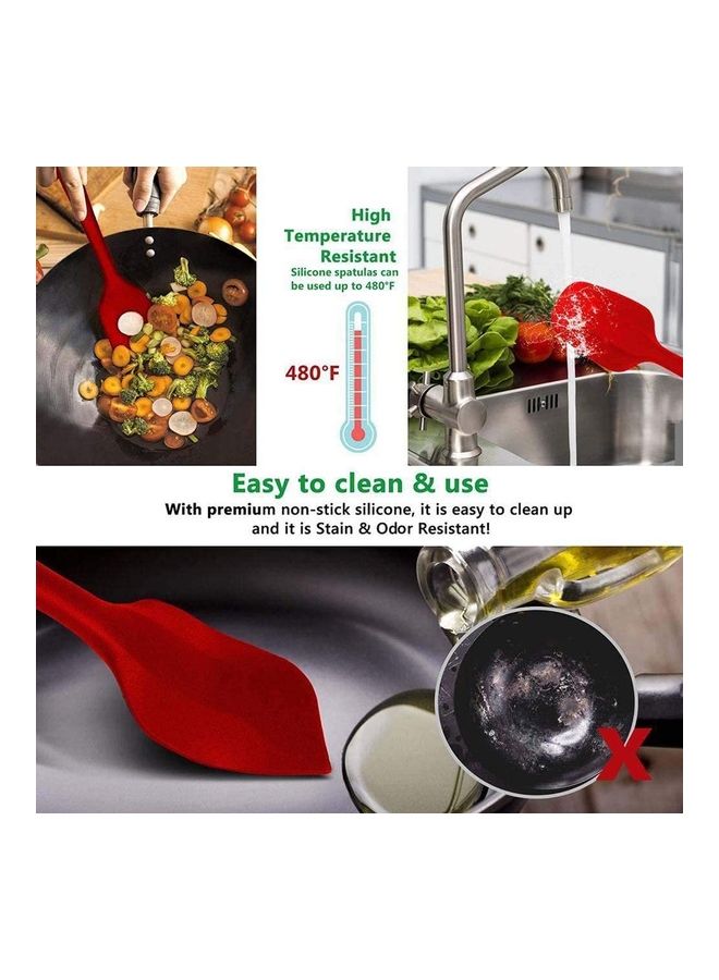 XiuWoo 6-Piece Non-Stick Silicone Spatula Set Red one sizecm - Image 3