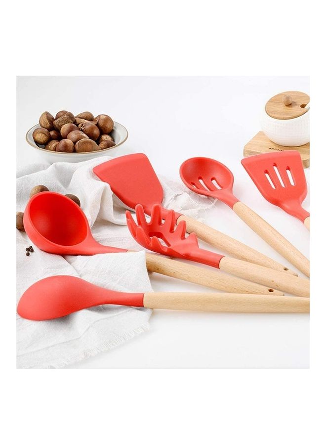 XiuWoo 12-Piece Silicone Kitchen Utensils Set Beige/Red one sizecm  - Image 4
