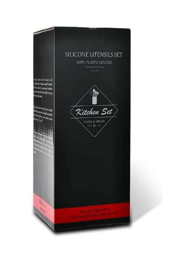 شو وو طقم أدوات طبخ من السيليكون مع حامل - من 11 قطعة أحمر One Size - Image 4