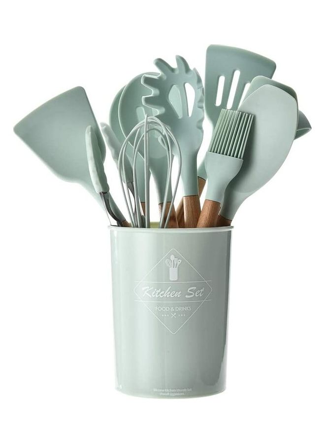 XiuWoo 13-Piece Silicone Cooking Utensil Set Beige/Green one sizecm  - Image 1